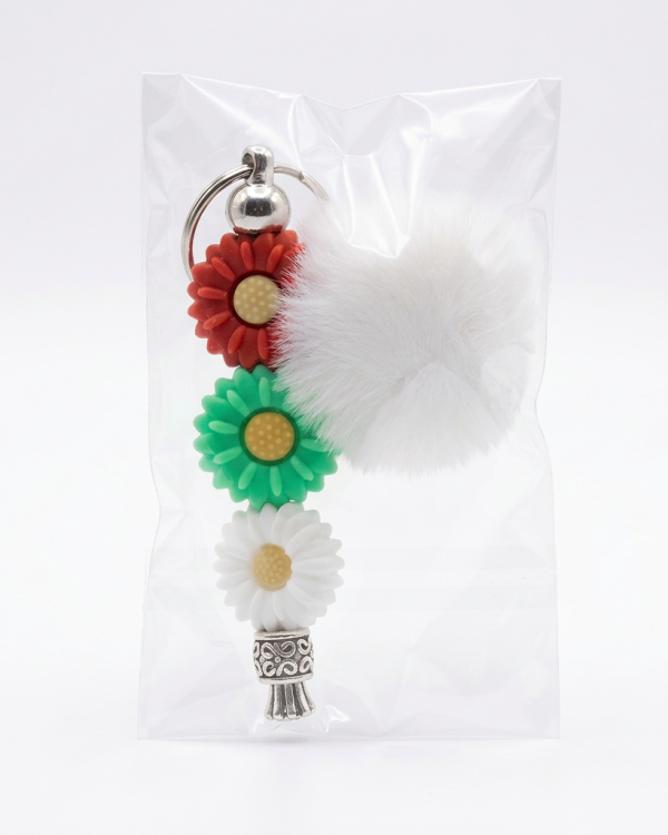 Daisy Pompom Keychain