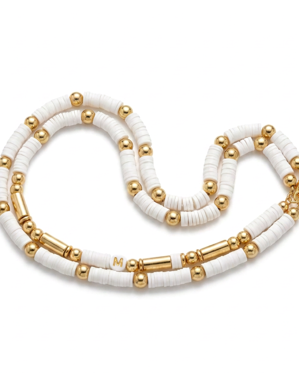 White and Gold Bead Necklace